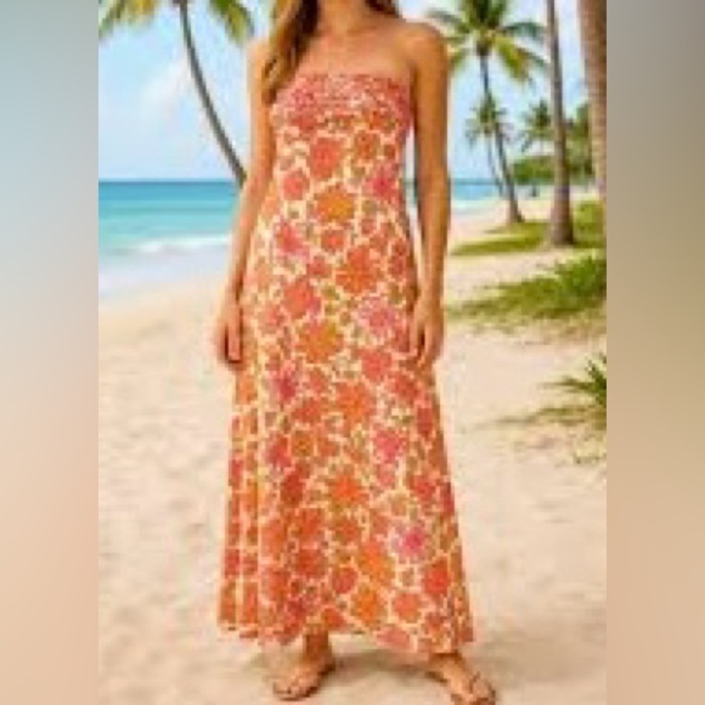 Lilly Pulitzer Delfina Strapless “Truly Unruly" Floral Maxi Dress NWT Size S